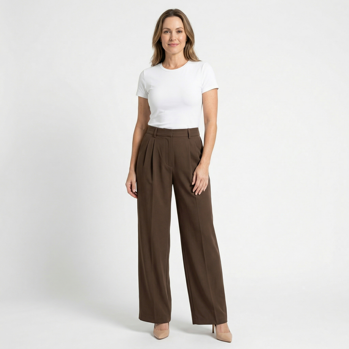BELISIMA™ – Elegant Pleated Wide-Leg Office Trouser
